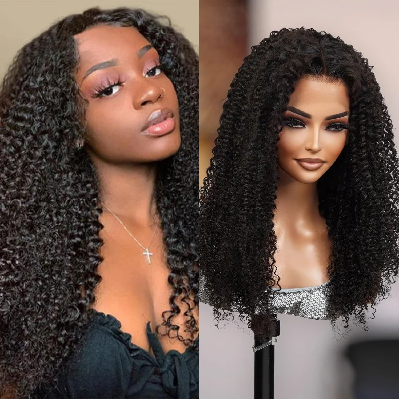 Lace wig with a silk - base cap for a comfortable and smooth feel100% Brazilian Remi Virgin Human Hair HD Lace Frontal Wig Kinky Curl 18"