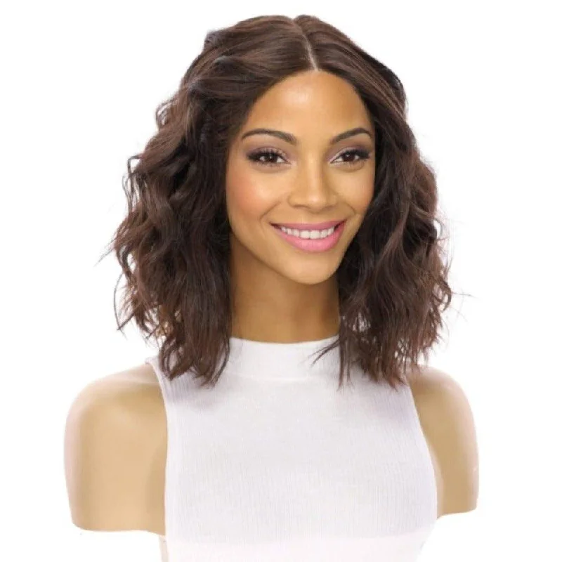 Human - hair wig with a wispy fringe for a soft and feminine look12" Divine Luxe Lace Top Wig #4 Dark Brown Wavy