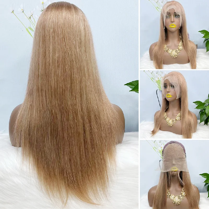 Lace wig with a straight texture for a sleek and minimalist look13*4 Lace Wig Straight Natural Virgin Human Hair Lace Wig Color Khaki 20inch