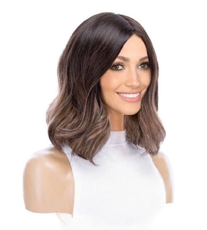 Virgin - human - hair wig with a natural - looking texture for a luxurious feel13" Victoria Silk Top Wig Dark Brown Balayage