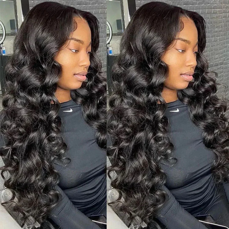 Lace wig with a 13x4 lace frontal for a wide - parting area13x4 HD Lace Front Wig Loose Wave Brazilian Virgin Human Hair Wig