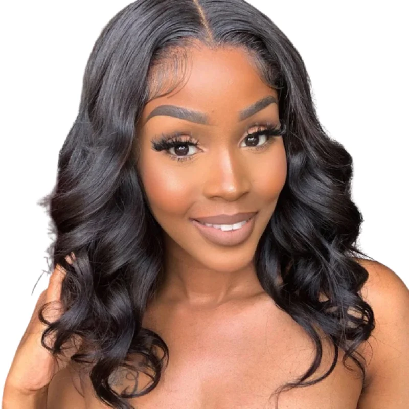 Human - hair lace wig for a luxurious and natural feelPremium Quality 20" 13x6 Lace Front  Body Wave 180% Density