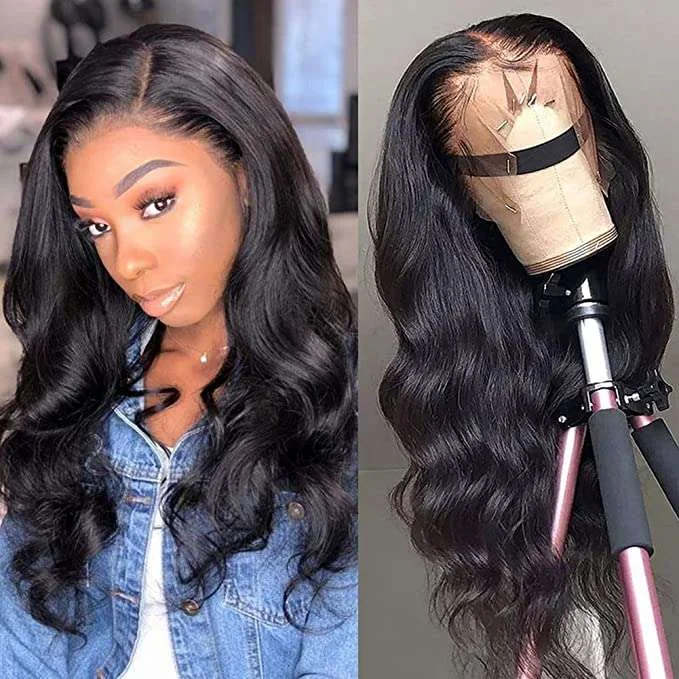 Lace wig with a wispy fringe for a soft and feminine look24" 13x6 Lace Front Body Wave 150% Density