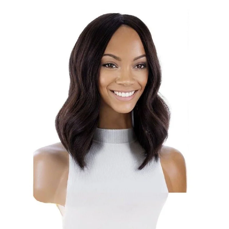 Human - hair wig with a pre - bleached knot for a natural - looking scalp16" Princess Silk Top Wig Dark Brown