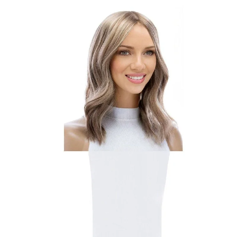 Human - hair wig with a side - swept bang for a sophisticated look16" Princess Silk Top Wig Medium Blonde