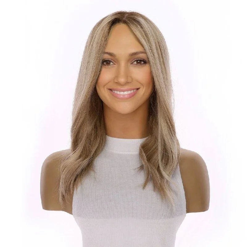 Human - hair wig with a 180 - density for a full and thick appearance18" Princess Silk Top Wig Ash Blonde