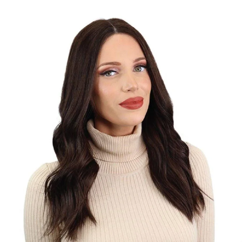 Human - hair wig with a 180 - density for a full and thick appearance20" Divine Lace Top Wig Dark Brown