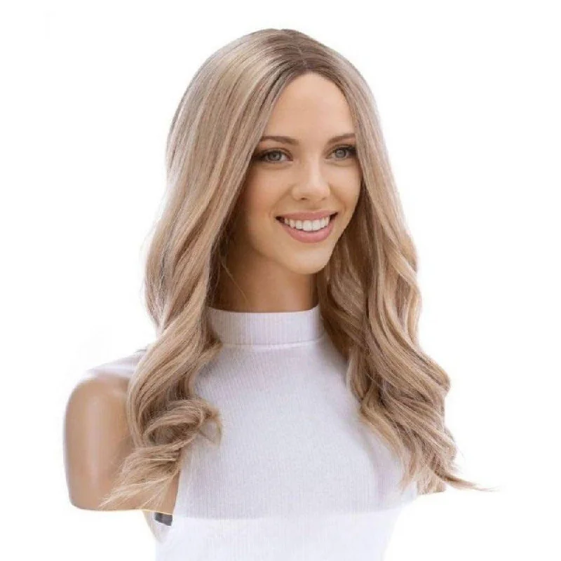 Human - hair wig with a straight texture for a sleek and minimalist look20" Divine Lace Top Wig Golden Blonde