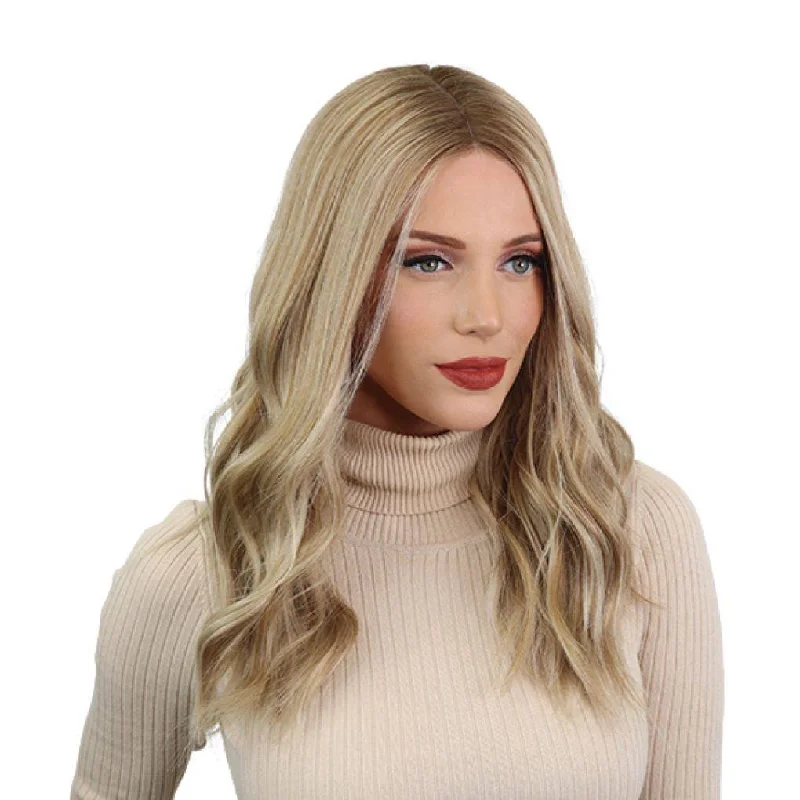 Human - hair wig with a wavy texture for a beachy and relaxed look20" Divine Lace Top Wig Ash Blonde