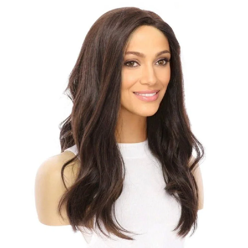 Human - hair wig with a natural - looking root for a more realistic look20" Princess Silk Top Wig Dark Brown