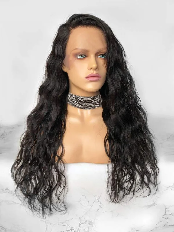 Human - hair wig with a silk - base cap for a comfortable and smooth feel200% Density 100% Remy Human Hair Wavy Wigs