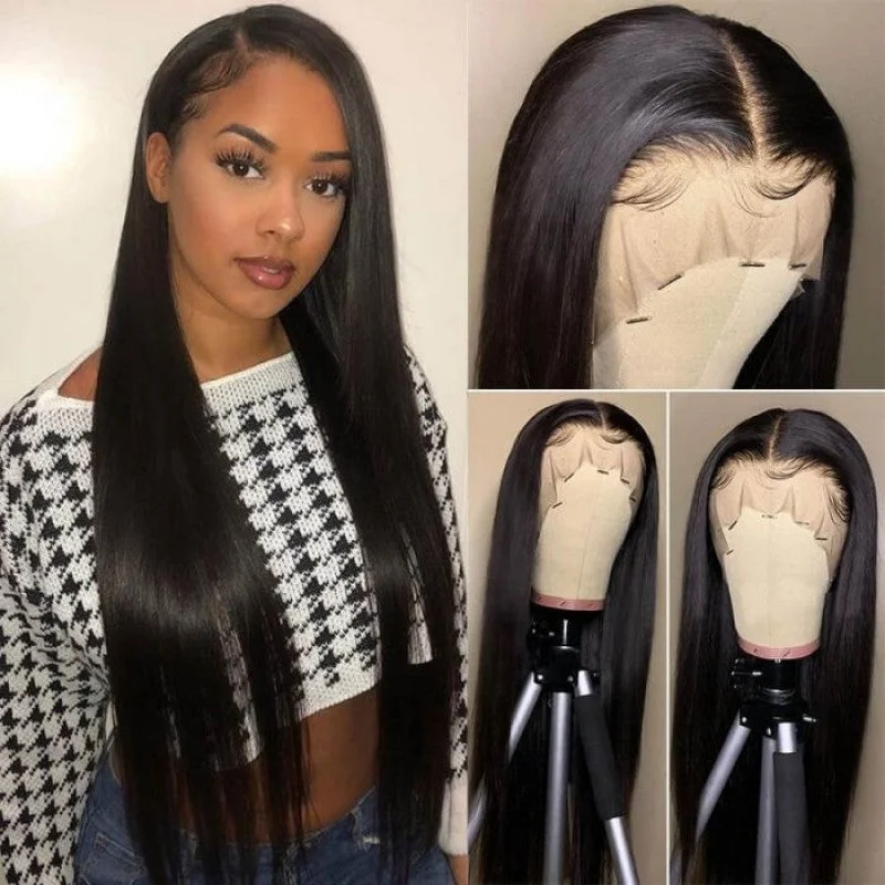 Malaysian - human - hair wig with a smooth and silky texture200% Density 12A India Human Hair Straight Wigs