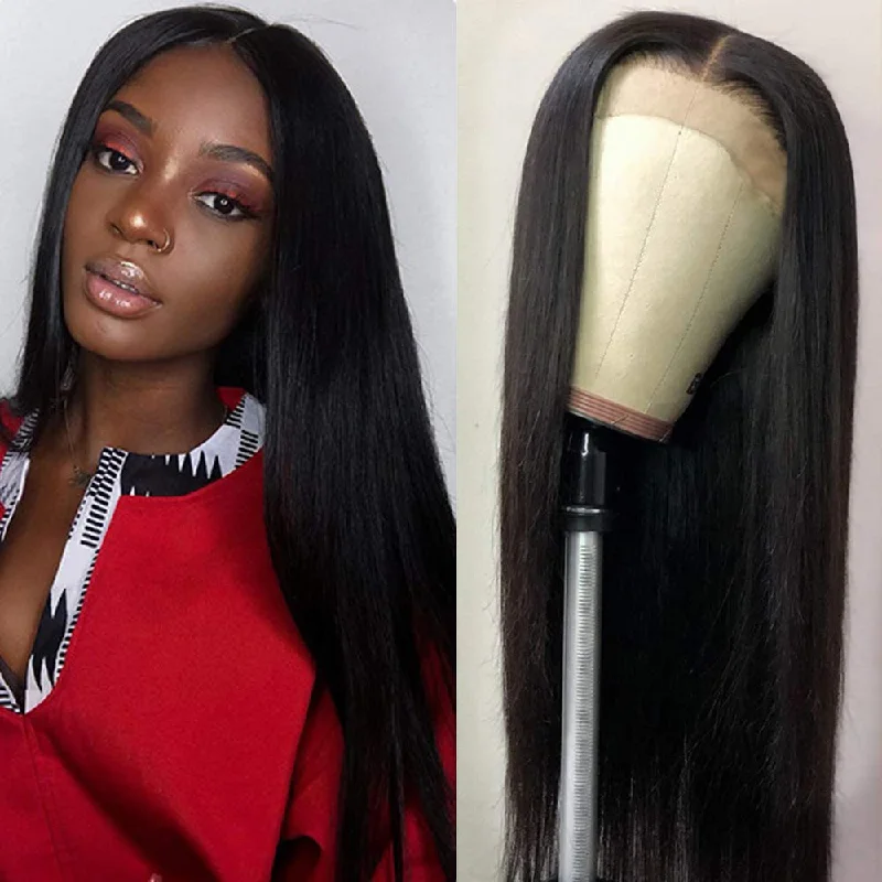 Human - hair wig with a pre - plucked hairline for a more natural look200% Density Pre Plucked With Elastic Bands Natural 4X4 HD lace Wigs