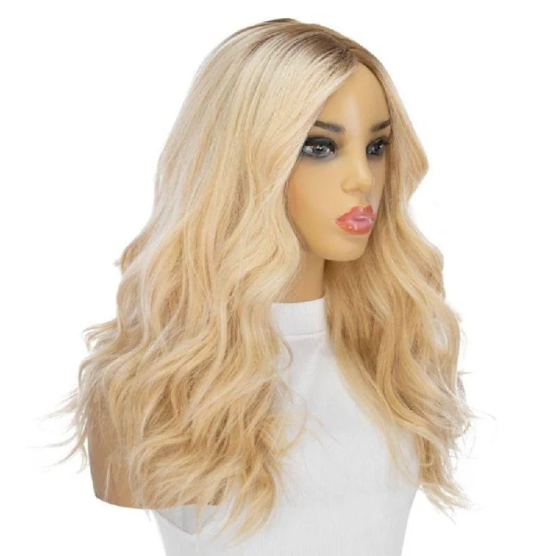 Human - hair wig with a honey - blonde color for a warm and sunny look22" Reese Silk Top Wig Platinum Blonde