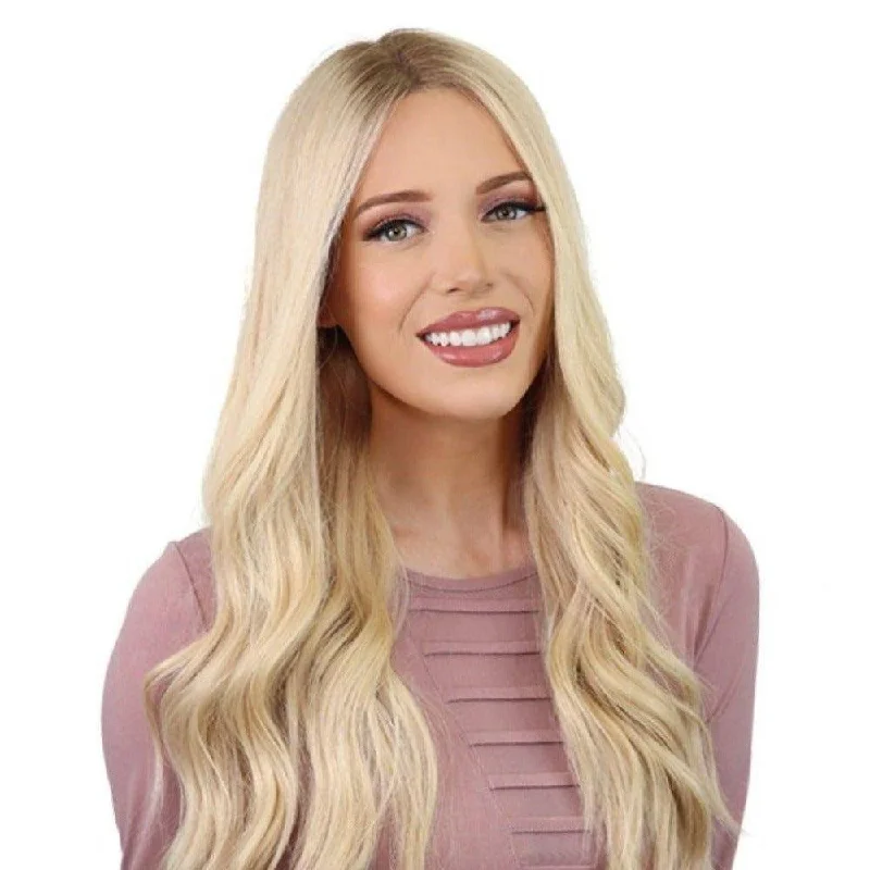 Human - hair wig with a natural - looking root for a more realistic look24" Divine Lace Top Wig Platinum Blonde