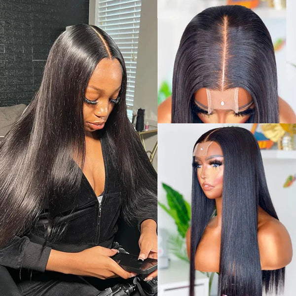 Synthetic lace wig with a heat - resistant formula2X6 Kim K HD Swiss Lace Closure With Bundles Human Hair Lace Closure Wig [LC01]