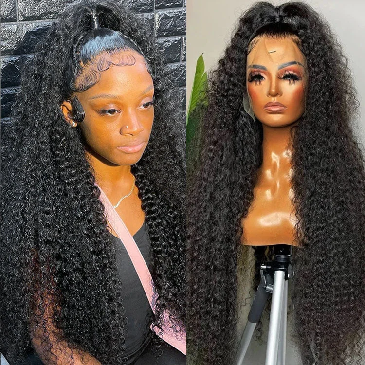 Lace wig with a silk - base cap for a comfortable and smooth feel360 HD Lace Frontal Wig Kinky Curly Human Hair Wig 180% 250% Density Recommend