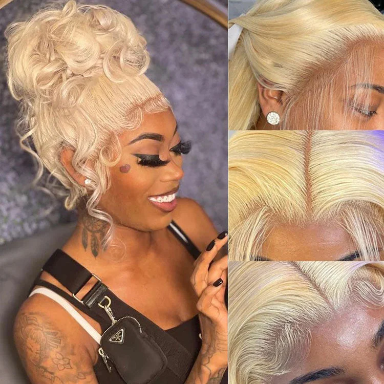 Human - hair lace wig for a luxurious and natural feel360 Lace Frontal Wigs 613 Blonde Human Hair Lace Wigs Body Wave Can be Bleached