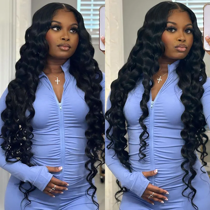 Lace wig with a side - swept bang for a sophisticated lookSterly Loose Deep 4×4 HD Transparent Closure Wigs Human Hair Wigs For Women