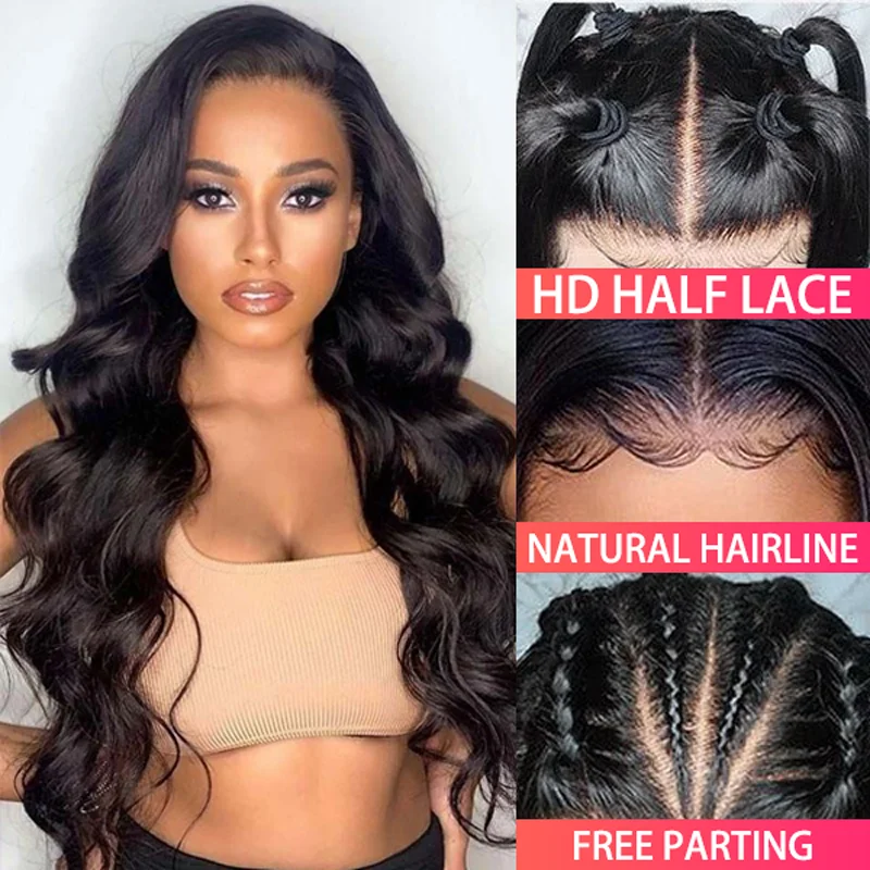 Adjustable - cap lace wig for a comfortable fit【9 Textures】13x6 Half Lace Area HD Lace Frontal Wig 250% Density Invisible Knots Wig LKW526