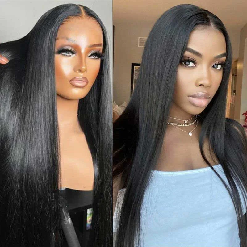 Adjustable - cap human - hair wig for a comfortable fitAlibonnie Straight 4x4 Closure Wigs For Black Women