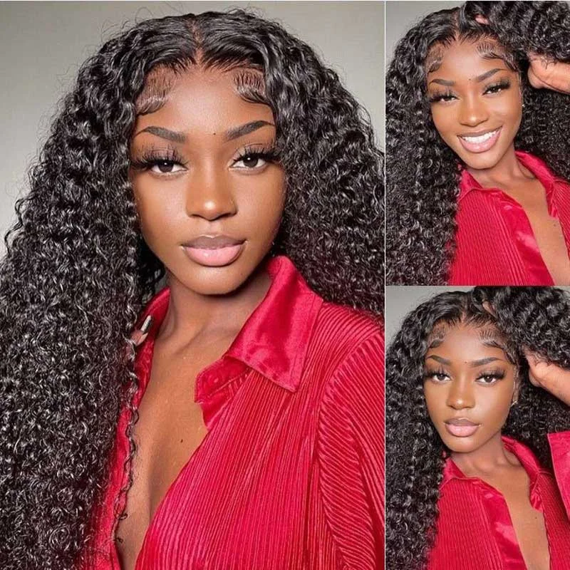 Human - hair wig with a pre - plucked hairline for a more natural lookAlibonnie Jerry Curly 360 Transparent Lace Wigs With Various Styling Options