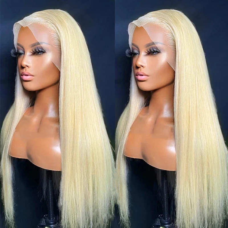 Lace wig with a side - swept bang for a sophisticated look613 Blonde Transparent HD Lace Front Wigs 13*4 Frontal Brazilian Ashimary Human Hair