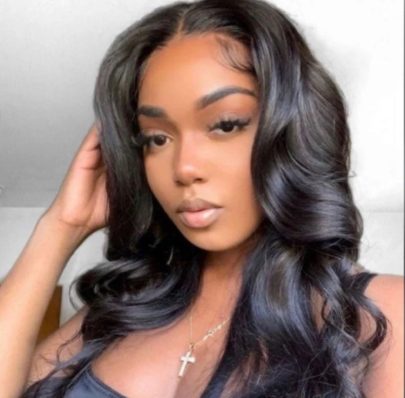 Lace wig with a silk - base cap for a comfortable and smooth feel18” Body Wave 13x4 Full Frontal Lace Wig 180% Density Transparent Lace