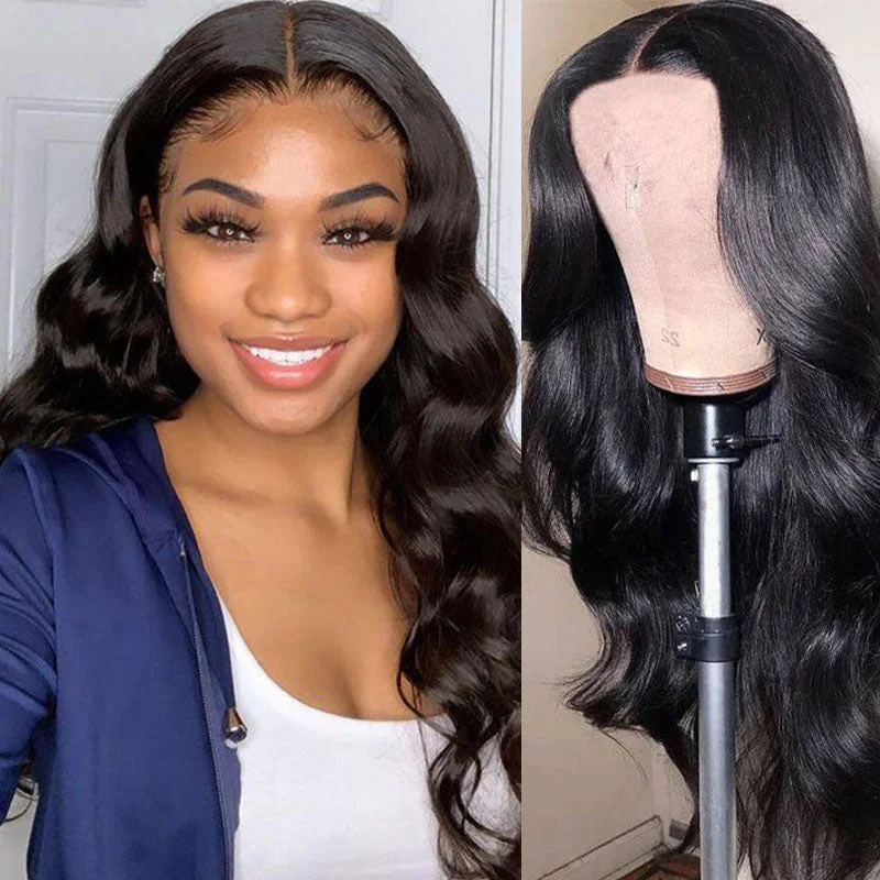 Malaysian - human - hair wig with a smooth and silky textureWesface Body Wave T Part Wig Natural Black Human Hair Wig 180% Density