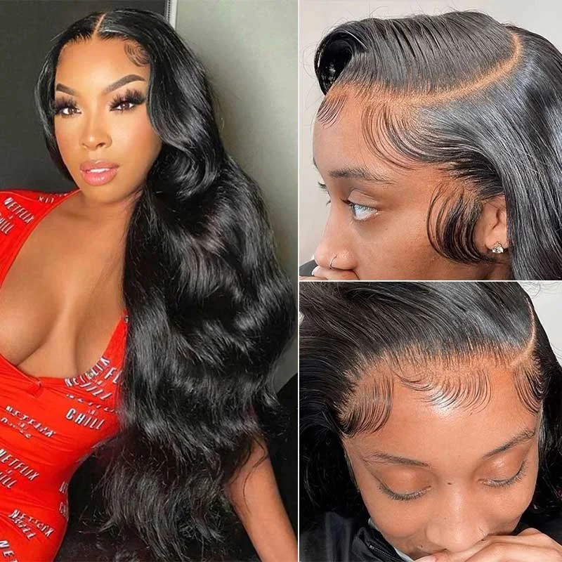 Lace wig in a chocolate - brown color for a rich and warm appearance13×6 Clear HD Transparent Lace Front Human Hair Body Wave Wig