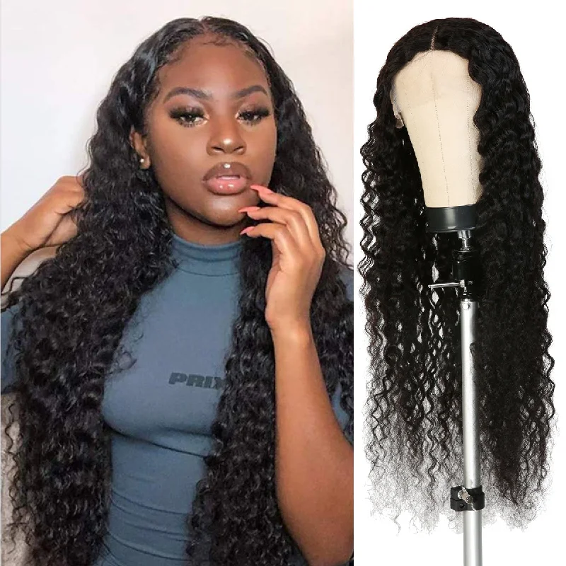 Lace wig with a honey - blonde color for a warm and sunny appearanceCelebrity 100% Virgin Human Hair HD Lace 5" Deep Part Wig Deep Wave