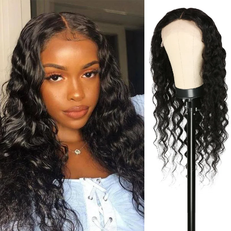 Lace wig with a silk - base cap for a comfortable and smooth feelCelebrity 100% Virgin Human Hair HD Lace 5" T Part Wig Deep Wave