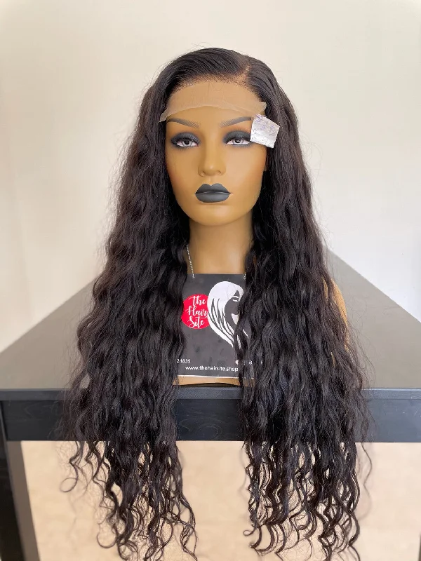 Lace wig with a pre - bleached knot for a natural - looking scalpZARA 5 X 5 DEEP WAVY GLUELESS WIG