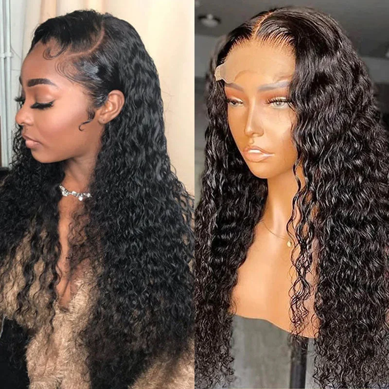 Human - hair wig with a pre - bleached knot for a natural - looking scalpWesface Curly 13x6 HD Lace Front Wig Natural Black Human Hair Wig