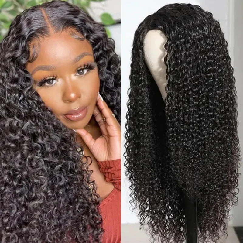 Human - hair wig with a silk - base cap for a comfortable and smooth feelWesface Curly 5x5 HD Lace Closure Wig Natural Black Human Hair Wig