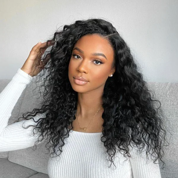 Human - hair wig with a wavy texture for a beachy and relaxed lookWesface Curly Wig 5x5 HD Pre-Cut Ready To Go Glueless Human Hair Wigs For Women