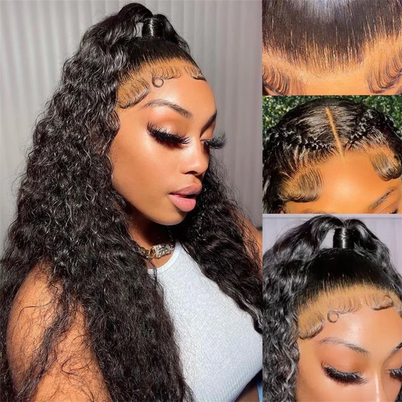 Human - hair wig with a pre - bleached knot for a natural - looking scalp13x6 Frontal Lace Wigs Transparent Lace Jerry Curly Wigs Blend Well With Natural Hair