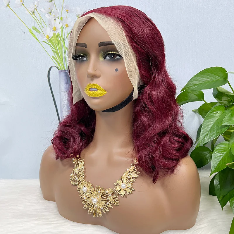 Lace wig with a natural - looking root for a more realistic lookDD 13*4 Lace Wig Loose Body Wave Natural Virgin Human Hair Lace Wigs Color 99J 250% Density