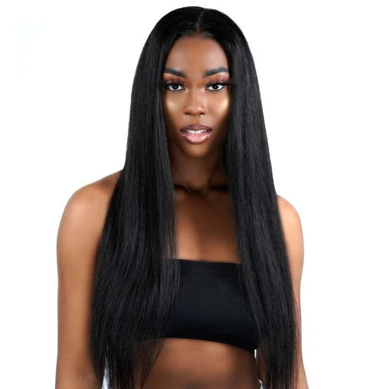 Human - hair wig with a wavy texture for a beachy and relaxed lookDentelle Hd Cheveux Humains Perruque Droite