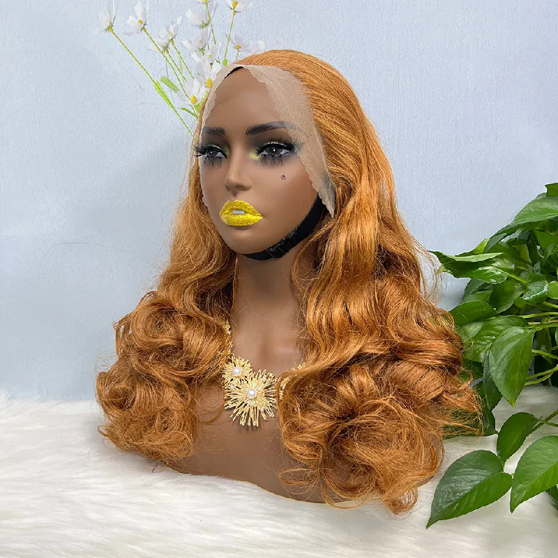 Lace wig with a platinum - blonde color for a bold and trendy lookDouble Drawn 13*4 Lace Wig Loose Wave Natural Human Hair Lace Wig Color 30# 250% Density