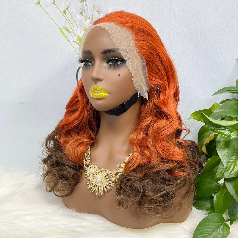 Lace wig with a wavy texture for a beachy lookDouble Drawn 13*4 Lace Wig Loose Wave Natural Human Hair Lace Wig Color T350/4# 250% Density