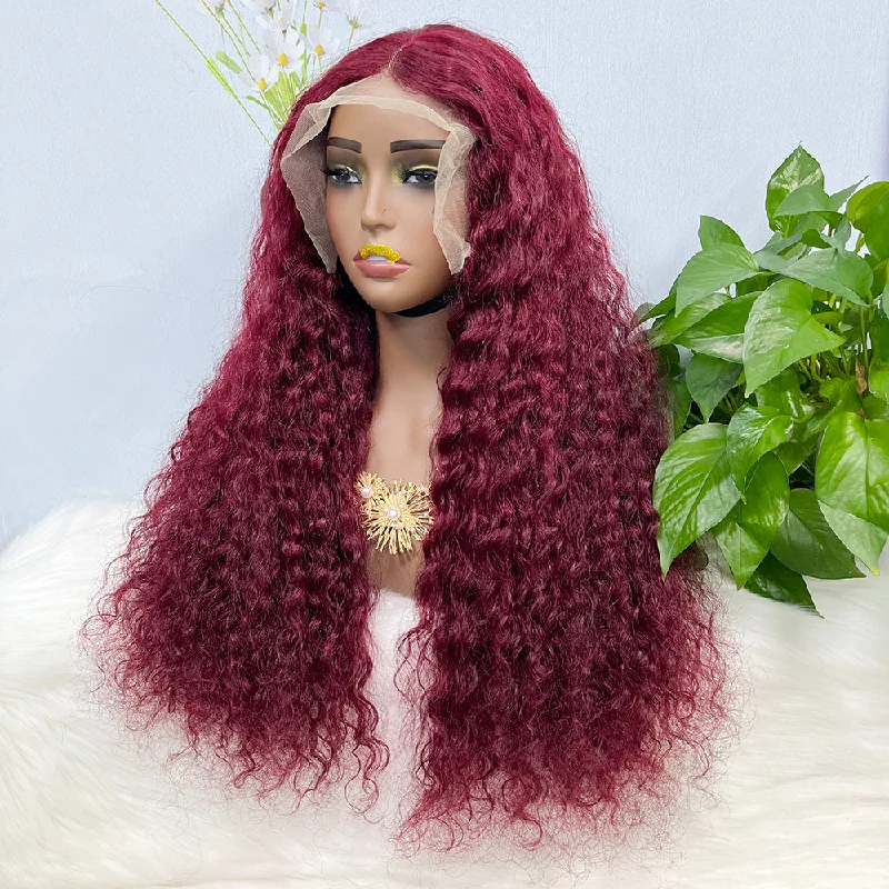 Lace wig with a straight texture for a sleek and minimalist lookDouble Drawn 13*4  Lace Wig Water Wave Natural Virgin Human Hair Wig Color 99J