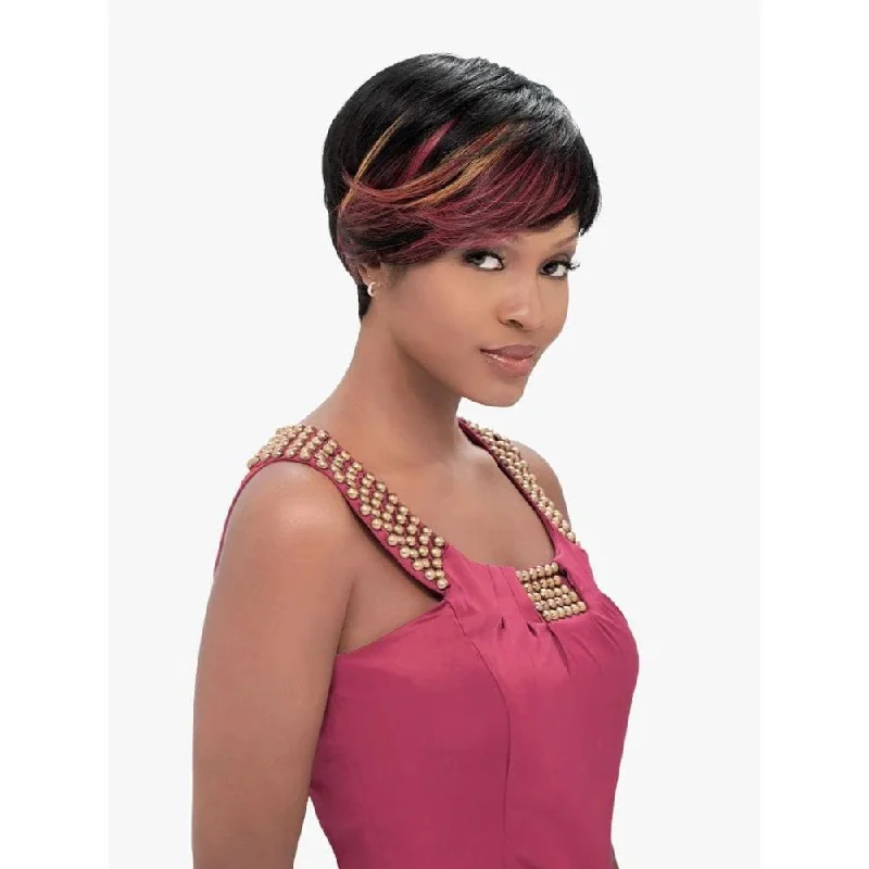 Human - hair wig with a side - swept bang for a sophisticated lookSensationnel 100% Human Hair Bump Wig - Fab Fringe