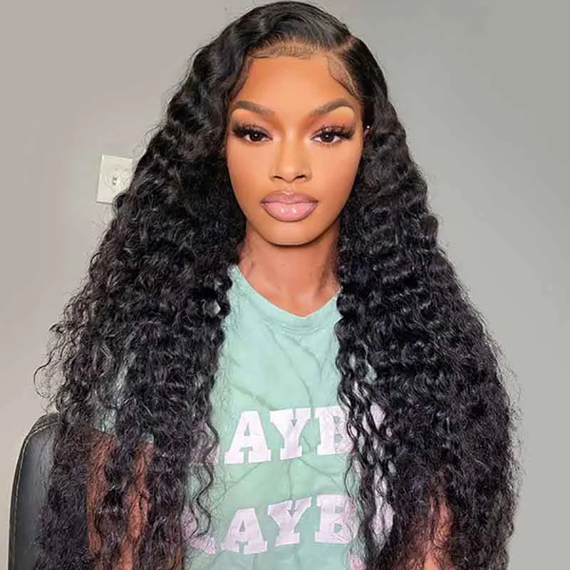 Peruvian - human - hair wig with a soft and manageable feelBeginners Must|Alibonnie Hair Glueless Lace Wigs With Elastic Band Deep Wave Human Hair Wig For Beginners