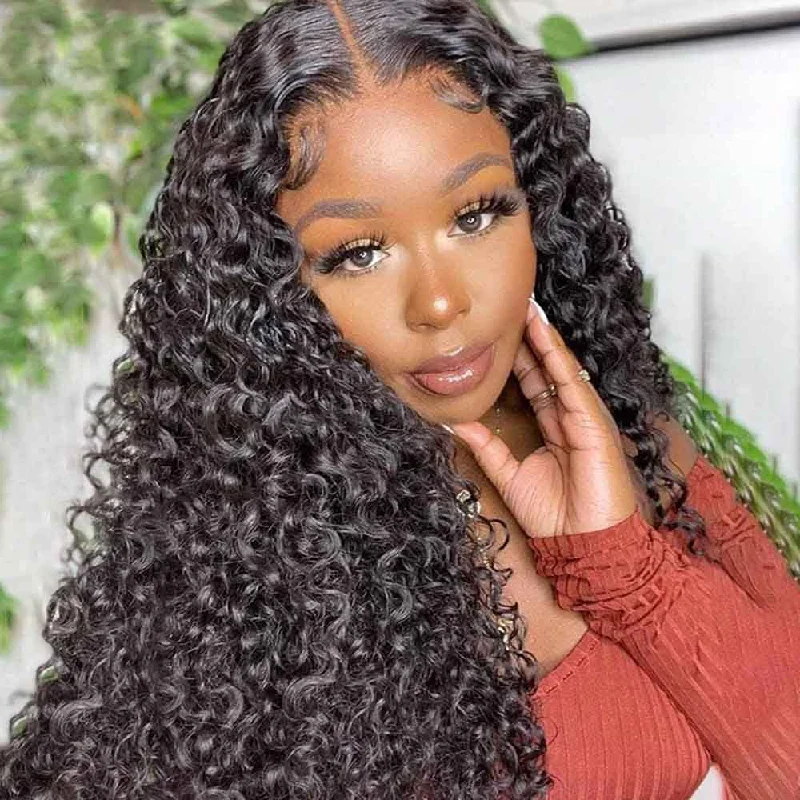 Brazilian - human - hair wig with a full and voluminous lookJerry Curly HD Lace Glueless 5X5 Closure Human Hair Wigs For Black Women