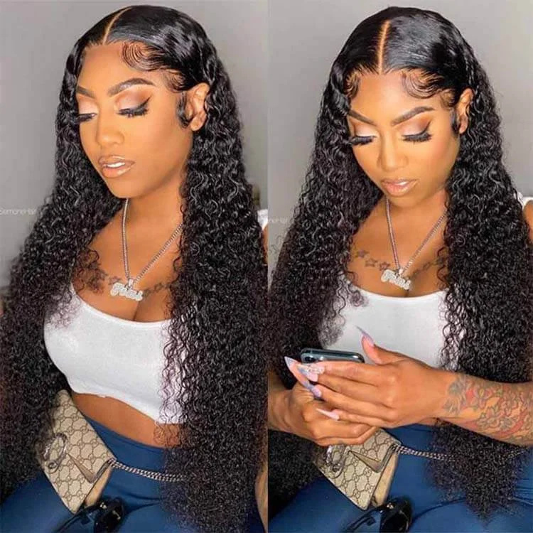 Lace wig with a pre - plucked hairline for a more natural lookTransparent hd 13*4 Lace Front Jerry Curly Hair Lace Wig Luxury Customization