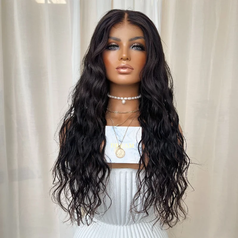 Lace wig with a side - swept bang for a sophisticated lookKING KYLIE RAW WAVY | HD LACE FRONT