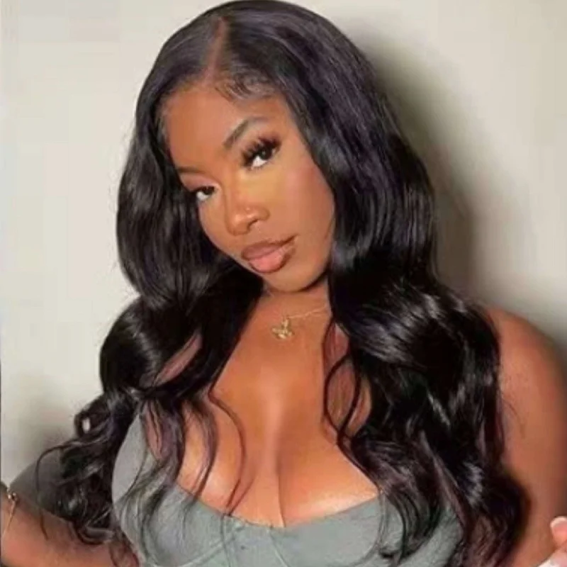 Lace wig with a side - part for a more flattering look20" 13x6 Lace Front Wig Body Wave Human Hair 150% Density Transparent Lace