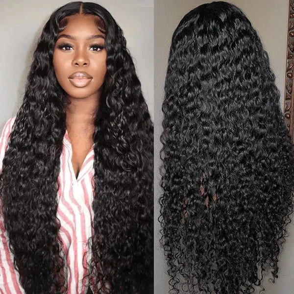 Adjustable - cap lace wig for a comfortable fitLikablewig 13*4 HD Lace Frontal Wig Wet And Wavy Culrs Deep Wave Undetectable HD Lace/Transparent Lace 200%&250% Density