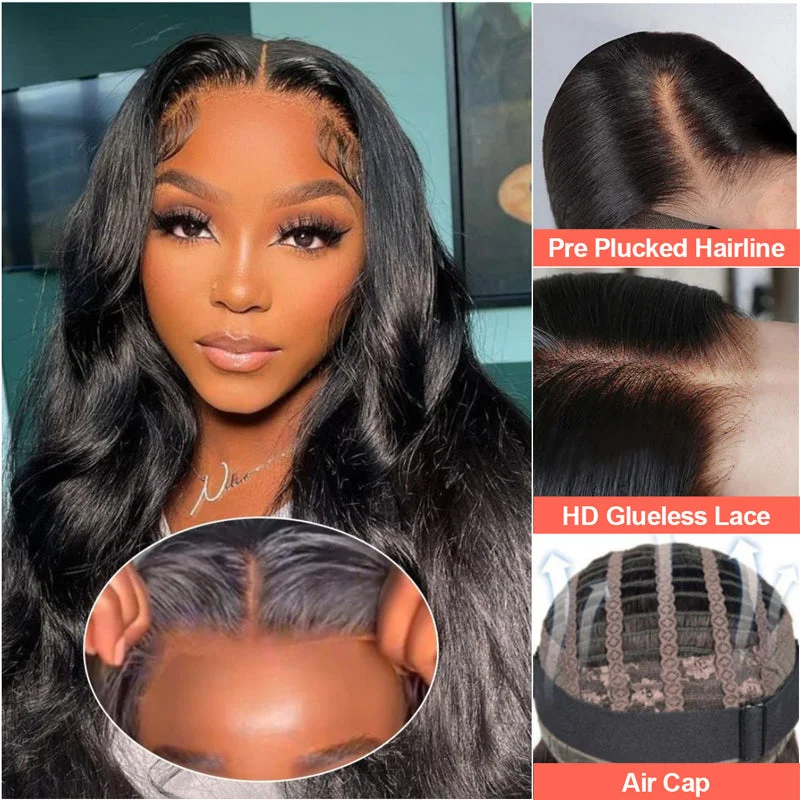 Lace wig with a 200 - density for a full and thick appearanceLikablewig Wear And Go Glueless Wig Body Wave 5*5 HD Lace Closure Pre-cut HD Lace Pre-plucked Hairline Wig